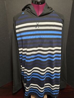 Street Rules Clothing Co Casual Hoodie Shirt Men L Blue Gray Striped Long Sleeve